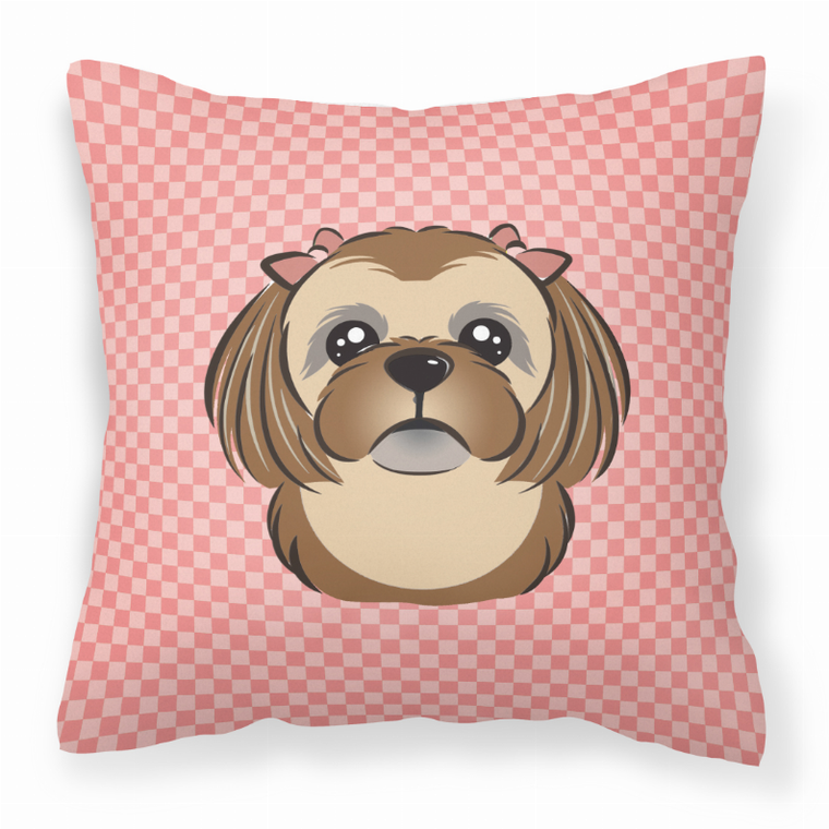 Dog Face Checkerboard Design Fabric Decorative Pillow - 615872897148