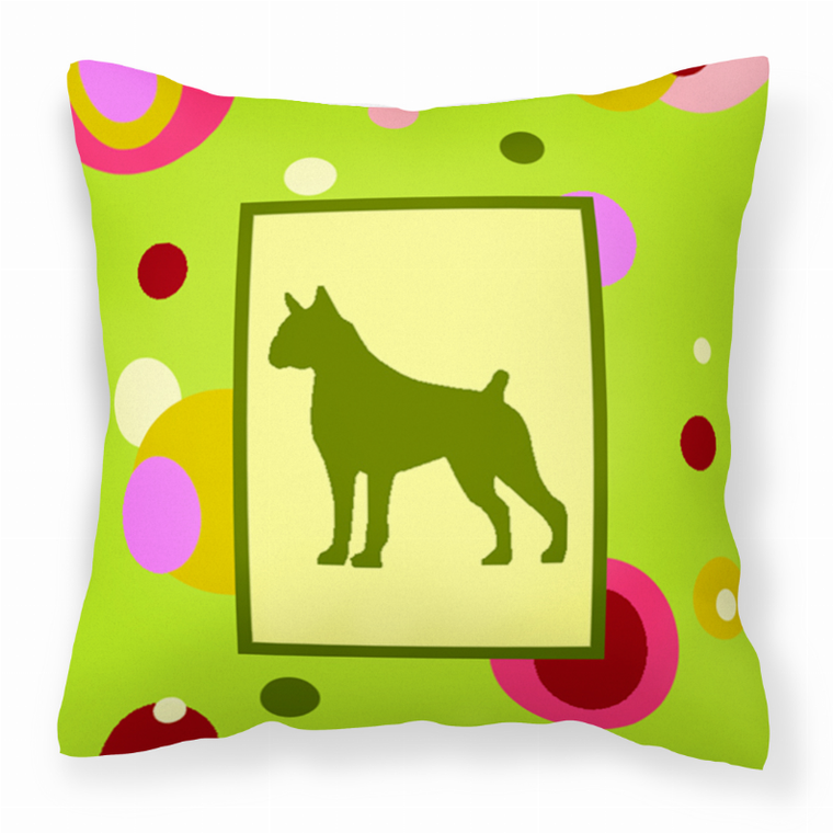 Green Fabric Decorative Pillow with Dog Silhouette - 638508359049