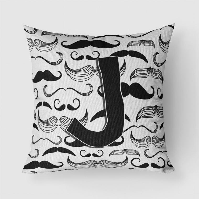 Carolines Treasures, Inc Letter Moustache Initial Fabric Decorative Pillow, Soft Fun
