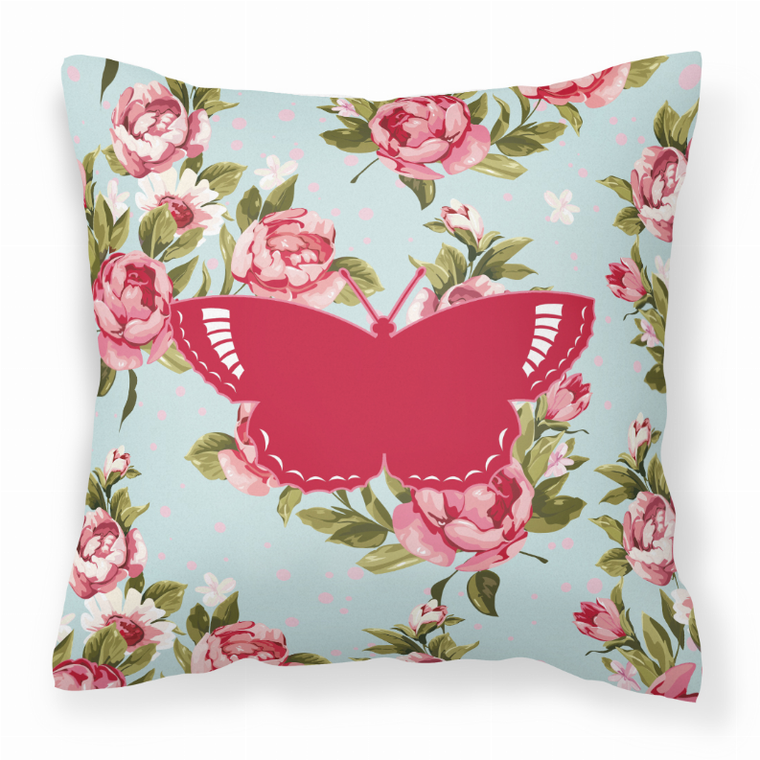 Carolines Treasures, Inc Butterfly Shabby Chic Fabric Decorative Pillow, Blue, 18x18 Inch, Cozy Throw Pillow