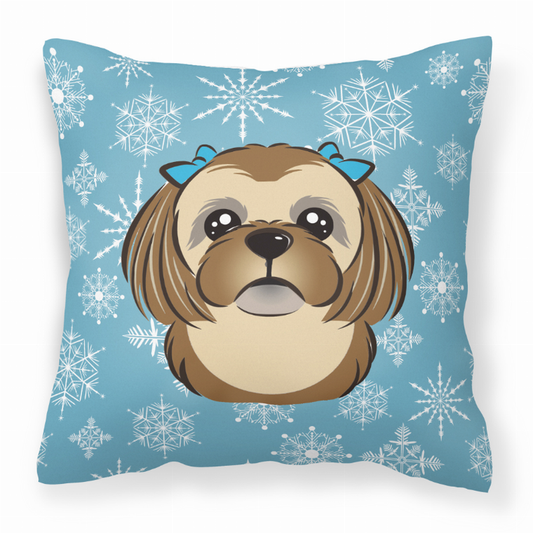 Carolines Treasures Bright Winter Snowflake Dog Face Decorative Pillow, 14x14 Inch Polyester Accent Pillow