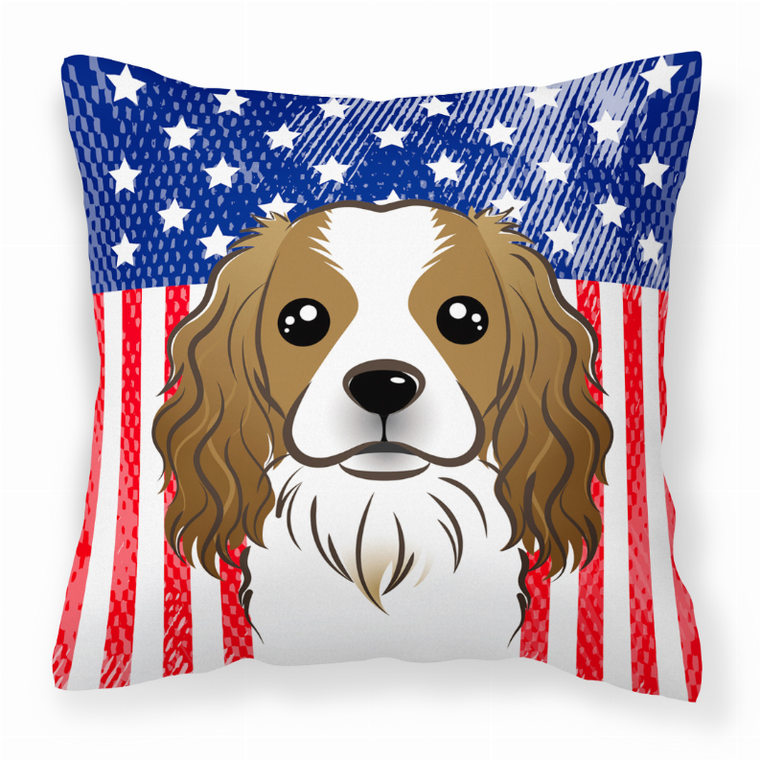 Carolines Treasures, Inc American Flag and Dog Fabric Decorative Pillow, 18 x 18 Inch  Accent Cushion