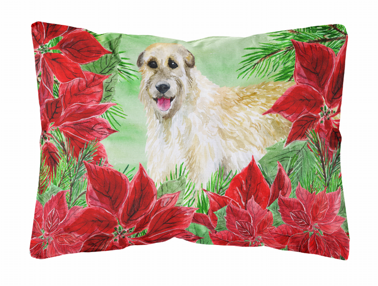 Poinsettas Dog Art Canvas Fabric Decorative Pillow - 652259193059