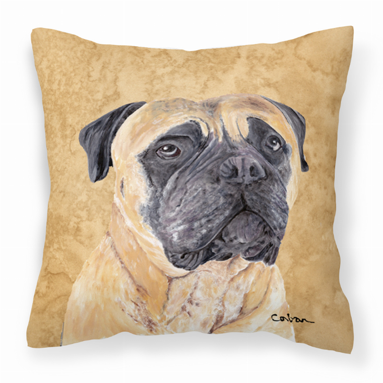 Carolines Treasures Wipe Your Paws Dog Art Fabric Decorative Pillow, 14x14 Inches, Polyester, cheerful comfy