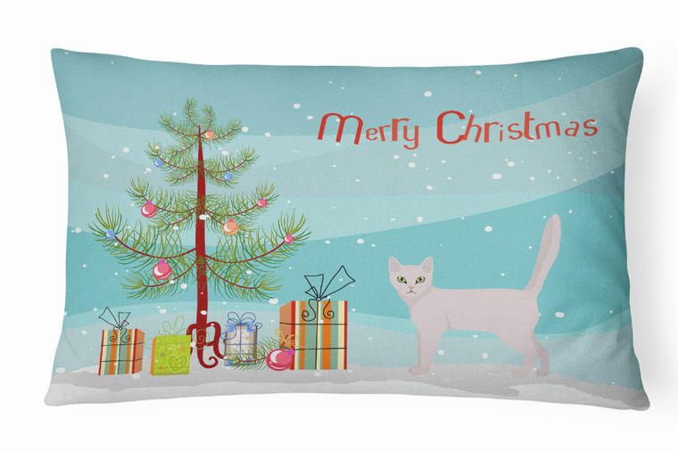 Carolines Treasures Cat Art/Merry Christmas Canvas Fabric Decorative Pillow, Canvas Material, 12x16 Inches, Indoor Decor