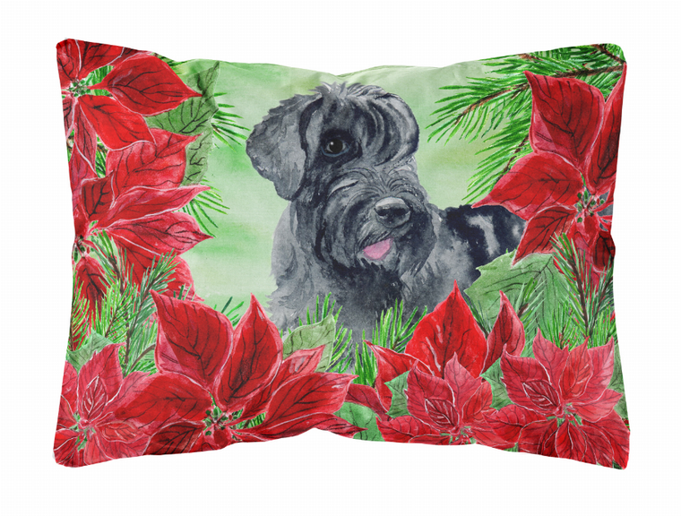 Poinsettas Dog Art Canvas Fabric Decorative Pillow - 652259192953