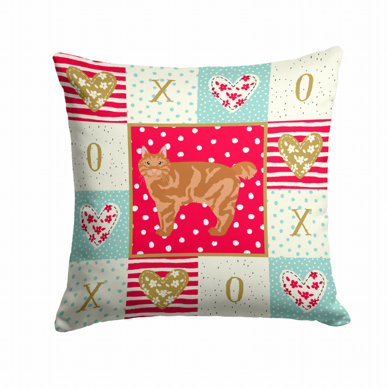 Carolines Treasures Cat Print Love Fabric Decorative Pillow, 14x14 Inches, Cute Colorful