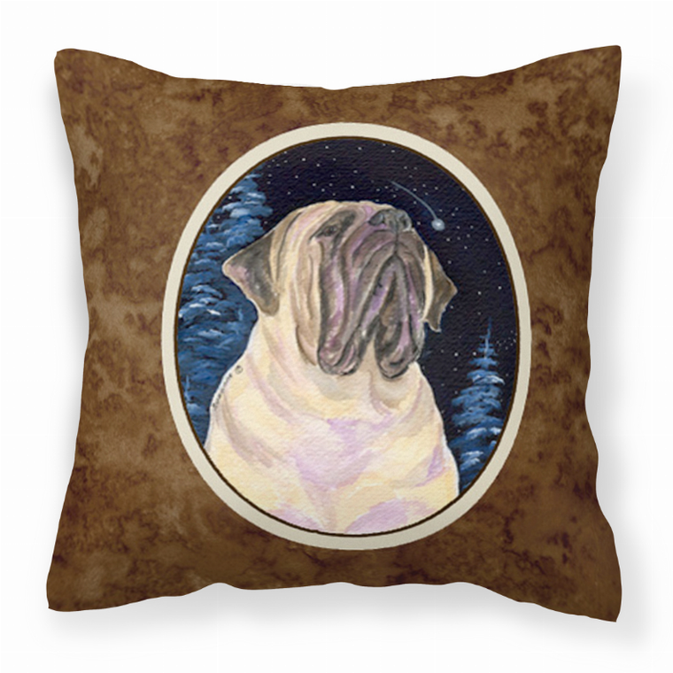 Starry Night Design with Dog Picture Fabric Decorative Pillow - 615872504756