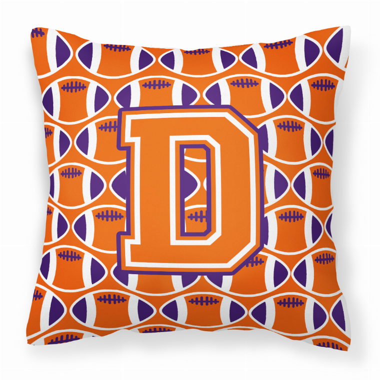 Carolines Treasures, Inc Monogram Football Decorative Pillow, 14x14 Inches, Stylish Polyester Accent