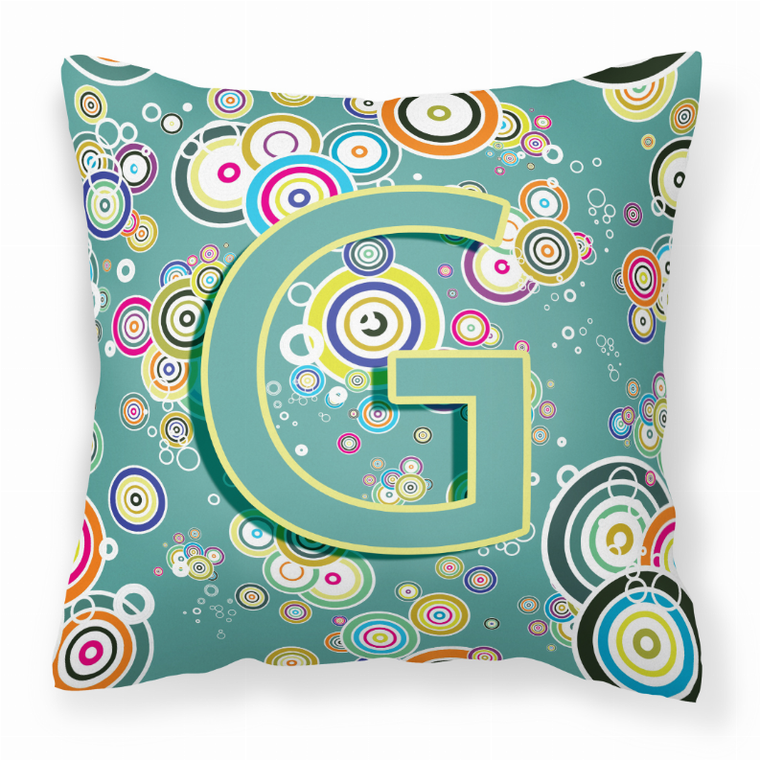 Carolines Treasures Monogram Letter Circle Alphabet Fabric Decorative Pillow, 14x14 Inches, Polyester, Fun