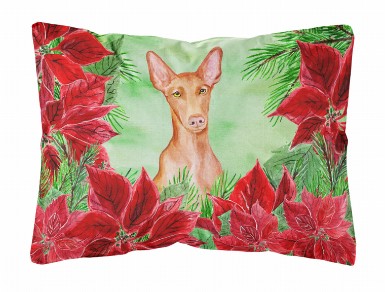 Poinsettas Dog Art Canvas Fabric Decorative Pillow - 652259193493