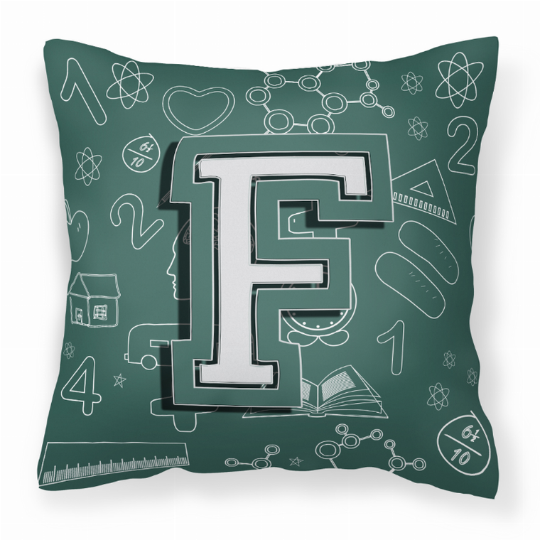 Caroline?s Treasures Monogram Letter ?Back to School? Fabric Decorative Throw Pillow ? 14 x 14 Inch Accent Cushion