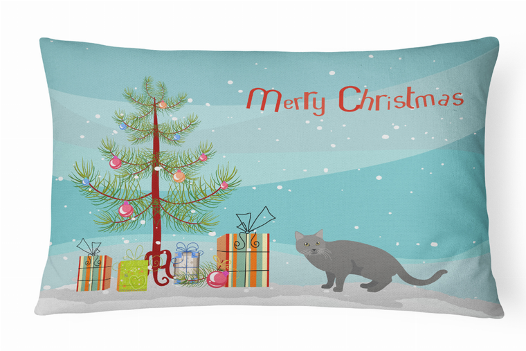 Carolines Treasures Cat Art/Merry Christmas Canvas Fabric Decorative Pillow, 12x16 Inches, Festive Canvas Pillow