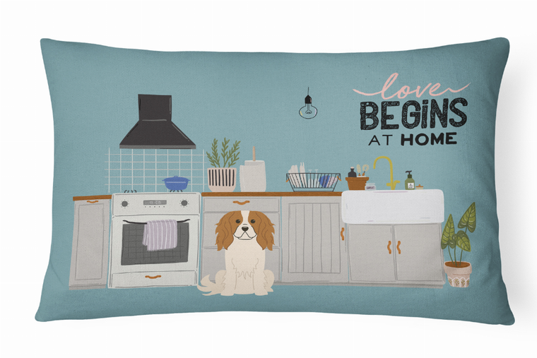 Carolines Treasures Dog Kitchen Scene Art Canvas Fabric Decorative Pillow, Full Color Artwork, 12x16 Inches, Soft Cozy