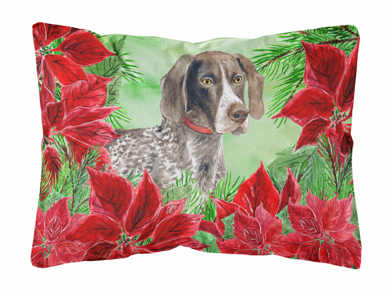 Poinsettas Dog Art Canvas Fabric Decorative Pillow - 652259192779