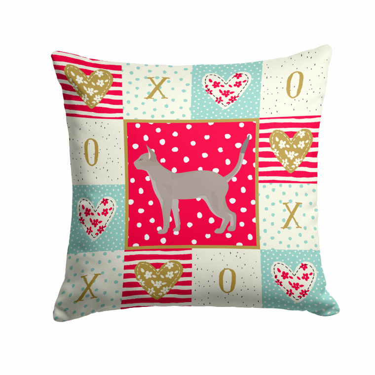 Caroline's Treasures Cat Print Love Fabric Decorative Pillow Pattern Style, Cat Print, 14x14 Inches