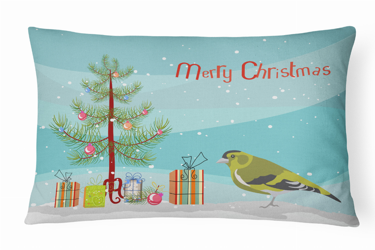 Caroline's Treasures Bird Art Merry Christmas Canvas Fabric Decorative Pillow, Canvas Material, 12x16 Inches, Holiday Decor