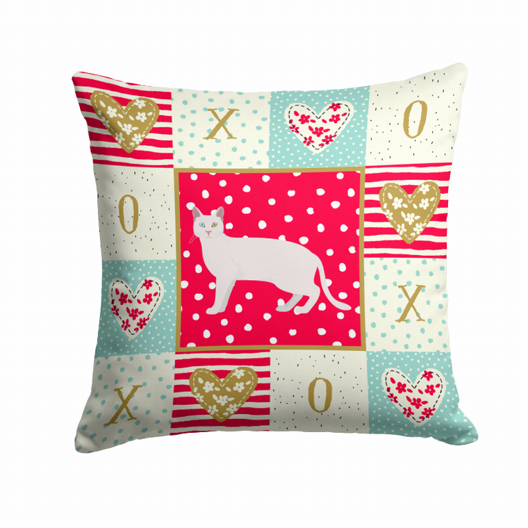 Carolines Treasures, Inc Cat Print Love Fabric Decorative Pillow, 14x14 Inches, Cute Printed