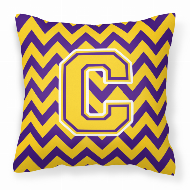 Carolines Treasures Monogram Letter Chevron Fabric Pillow, 14x14 Inches, Soft Polyester Throw