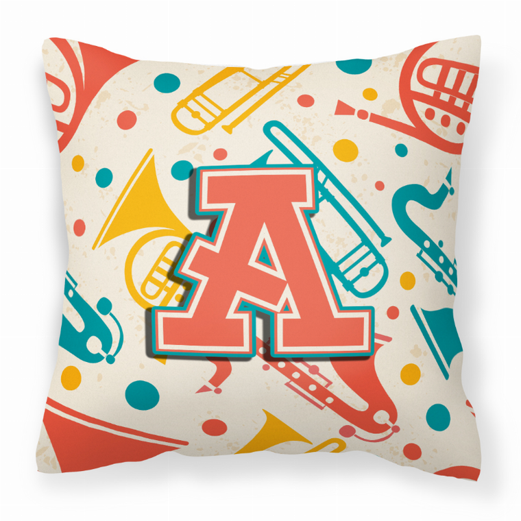 Carolines Treasures, Inc Monogram Letter Musical Instruments Fabric Decorative Pillow, elegant, cozy