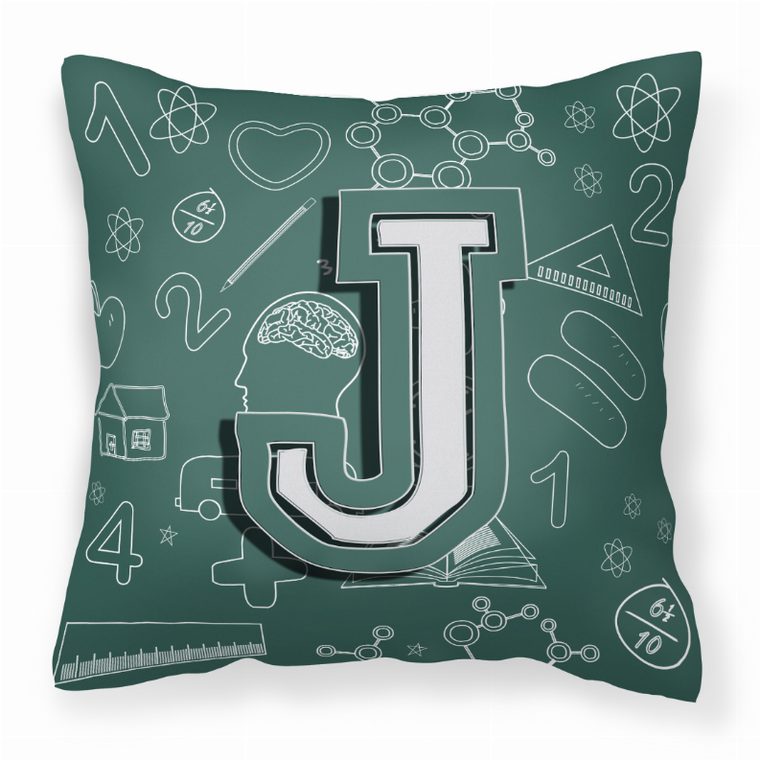Carolines Treasures Monogram Letter ?Back to School? Polyester Fabric Decorative Throw Pillow ? 14 x 14 Inch Accent Cushion
