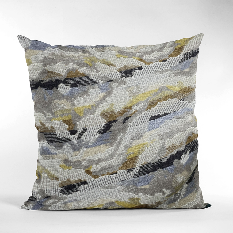 Plutus Velvet Crest Black, Gray, Citrine Handmade Luxury Pillow - 710594789075