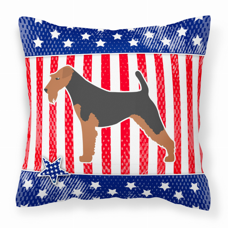 USA Patriotic With Dog Fabric Decorative Pillow - 638508514400