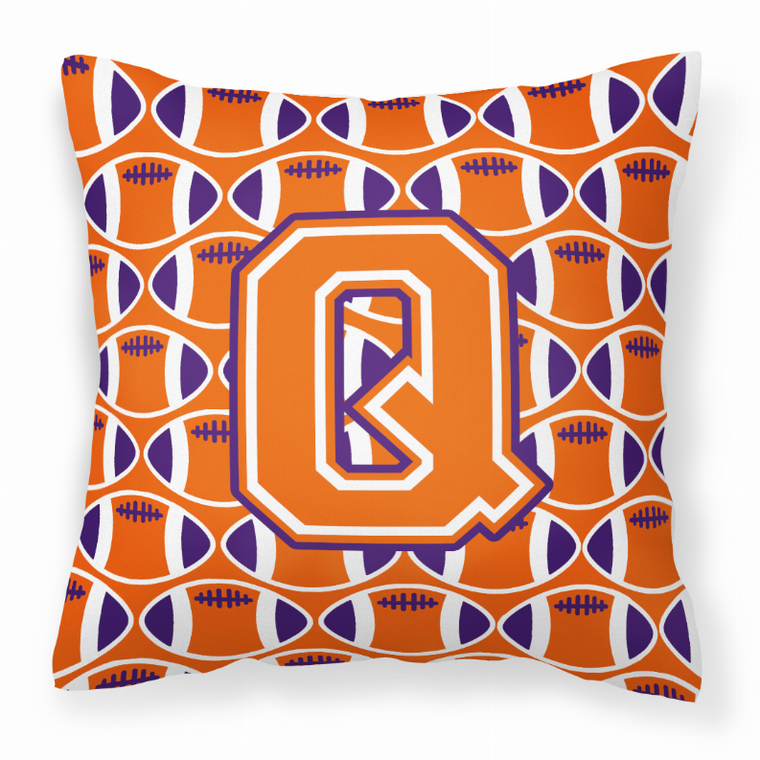 Carolines Treasures, Inc Monogram Letter Football Fabric Decorative Pillow, 14x14 Inches 