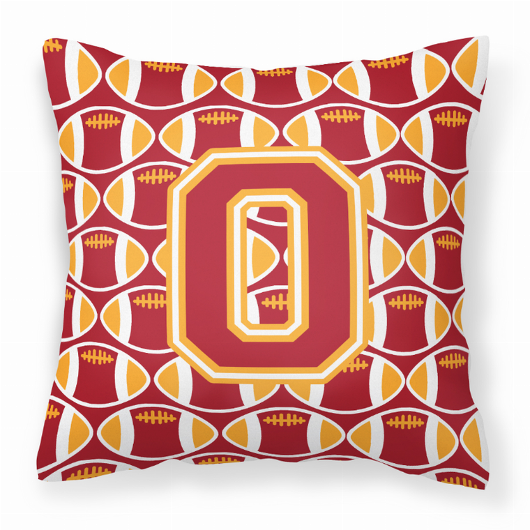Caroline's Treasures Monogram Letter Football Fabric Decorative Pillow, 14x14 Inches 