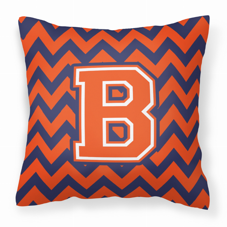 Carolines Treasures Monogram Letter Chevron Fabric Decorative Pillow, 14x14 Inches, Polyester        