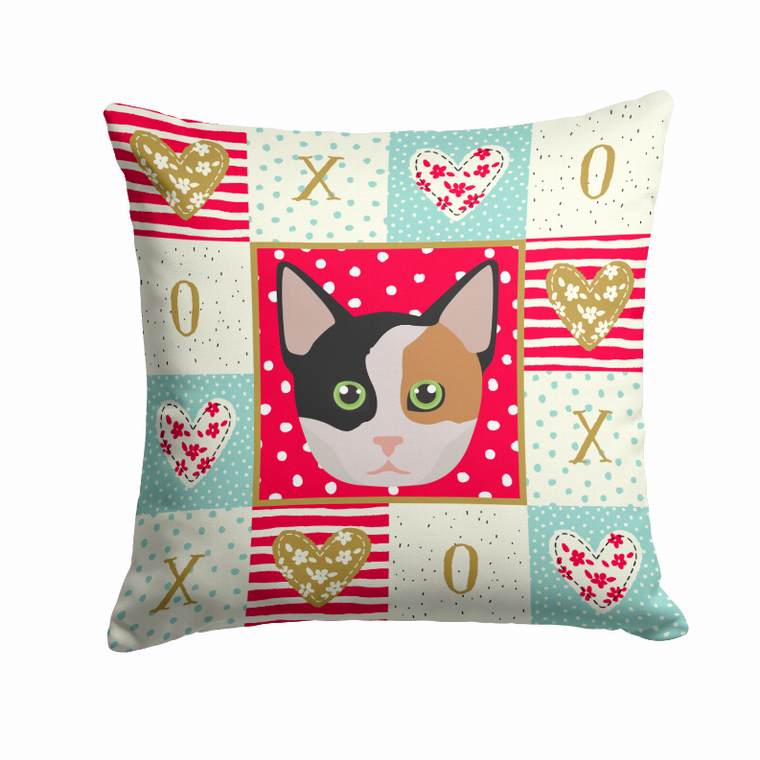 Carolines Treasures Cat Face Love Fabric Decorative Pillow, 14 x 14 Inches, Decor Essential