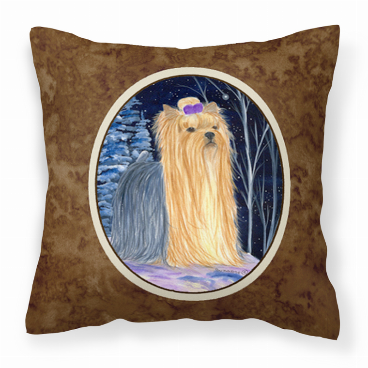 Starry Night Design with Dog Picture Fabric Decorative Pillow - 615872504107