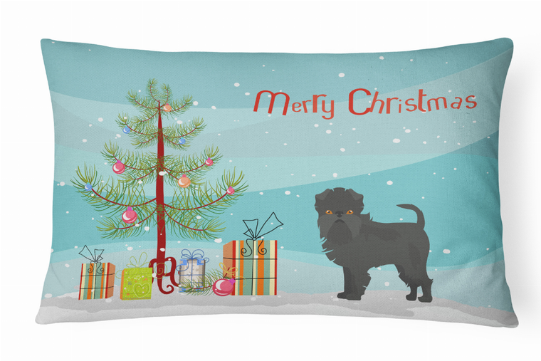 Carolines Treasures Christmas Tree Dog Art Canvas Fabric Decorative Pillow, Style 2, Indoor Outdoor