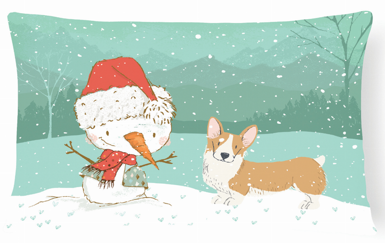 Snowman Christmas Dog Art Canvas Fabric Decorative Pillow - 652259282302