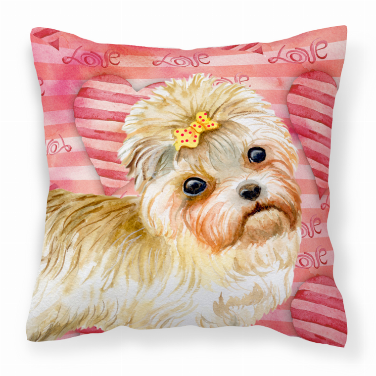 Dog With Love Stripes Fabric Decorative Pillow - 652259222315