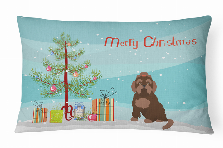 Caroline's Treasures Christmas Tree Dog Art Canvas Fabric Decorative Pillow, Style 2, Canvas Material Seasonal