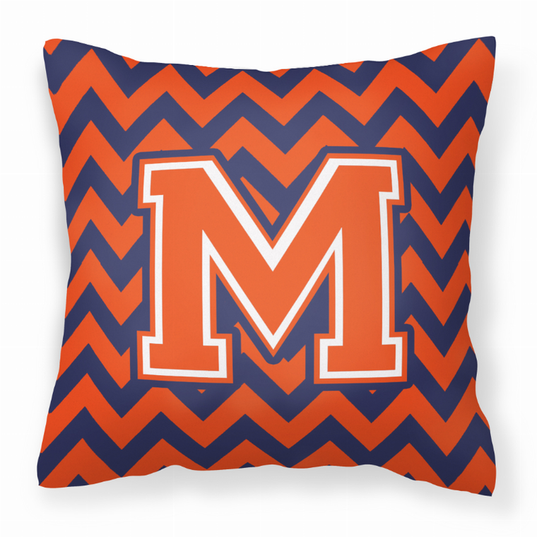 Caroline's Treasures Monogram Letter Chevron Fabric Decorative Pillow, 14x14 Inches, Chevron Design 