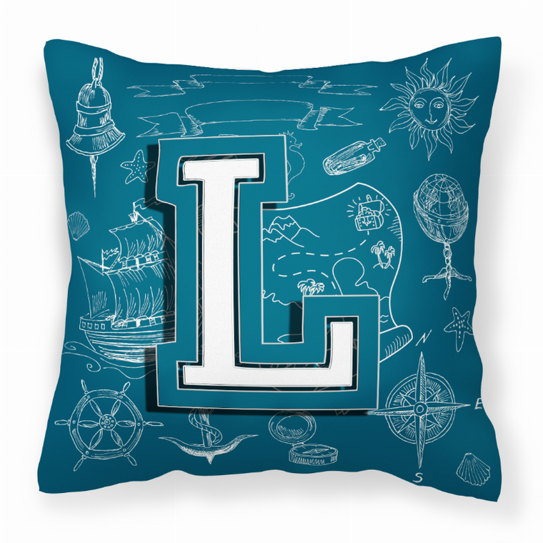 Monogram Letter Sea Doodles Alphabet Fabric Decorative Pillow - 615872978946