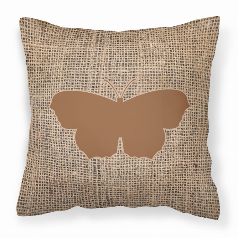 Carolines Treasures Butterfly Burlap Fabric Decorative Pillow, Blue and Brown, 18x18 Inches  Comfort Sofa Cushion