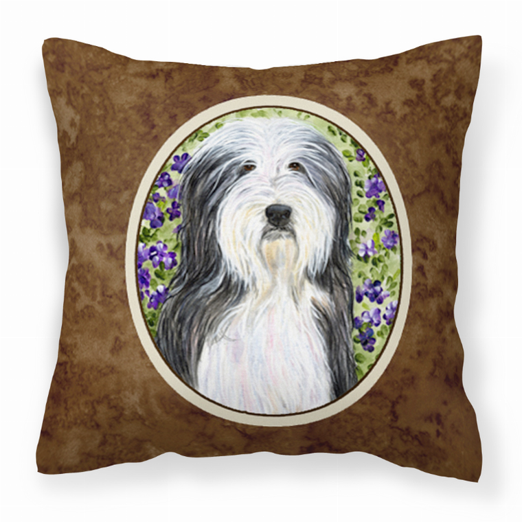 Carolines Treasures Portrait Artwork with Dog Brown Fabric Decorative Pillow, Brown, 14x14 Inches, cheerful cozy