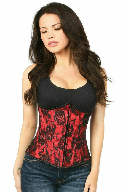 Lavish Underbust Corset with Black Lace Overlay - 655222151421