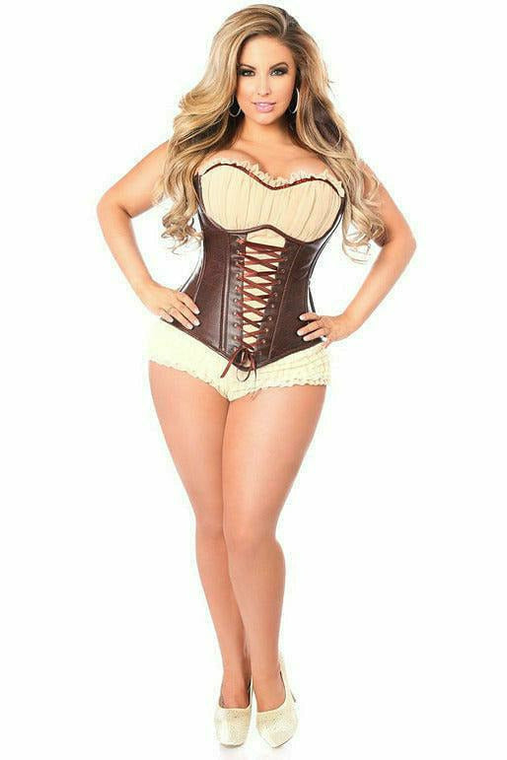 Top Drawer Faux Leather Steel Boned Ren Faire Corset - 635409165755