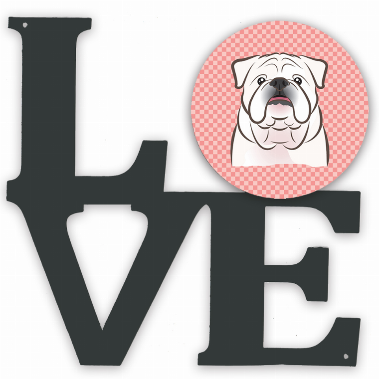 Checkerboard Dog Face Metal Wall Artwork LOVE - 194030193228