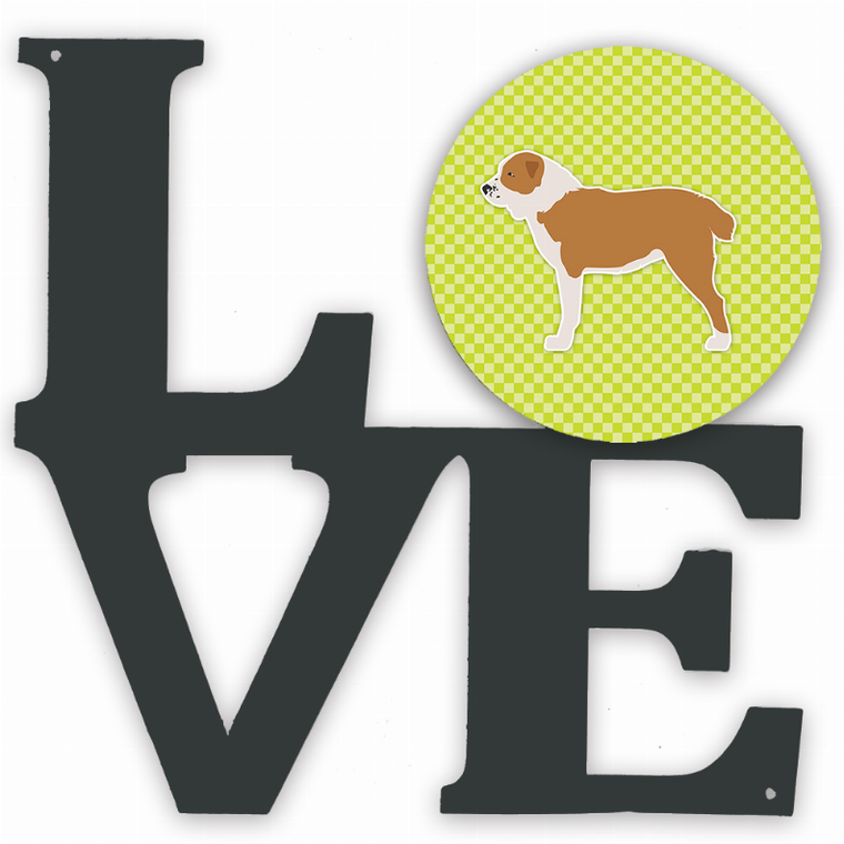 Checkerboard Dog Profile Metal Wall Artwork LOVE - 194030196755
