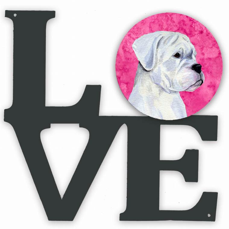 Blue/Pink Dog Metal Wall Artwork LOVE - 194030208724