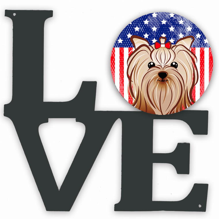 American Flag and Dog Face Metal Wall Artwork LOVE - 194030193686