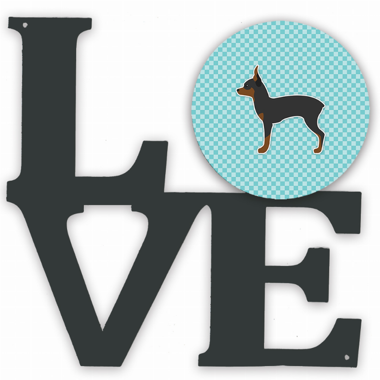 Checkerboard Dog Profile Metal Wall Artwork LOVE - 194030195345