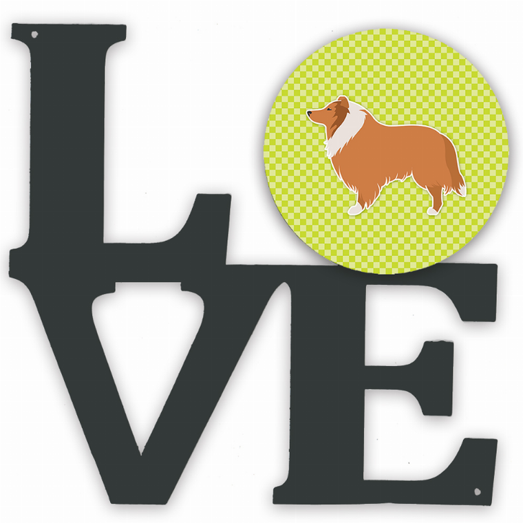 Checkerboard Dog Profile Metal Wall Artwork LOVE - 194030196632