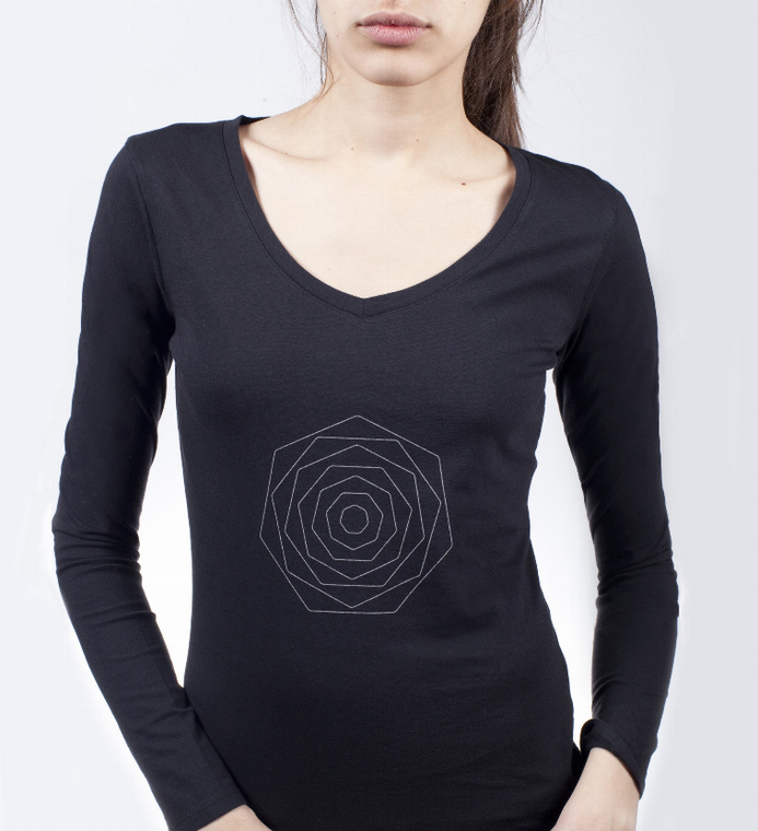 Black Small Flower Long Sleeve Tee - 682821583094