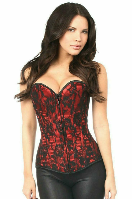 Lavish Lace Front Zipper Corset - 635409161535
